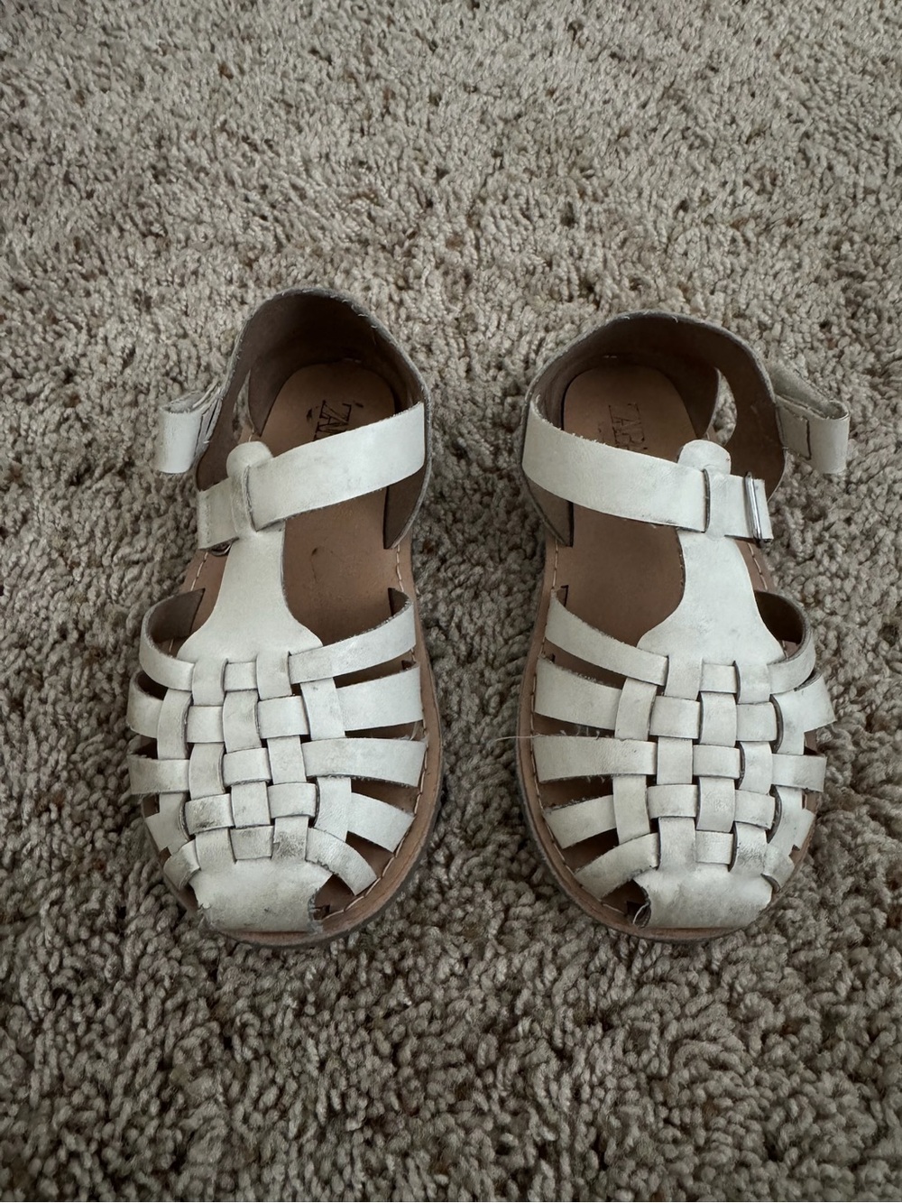 Zara Cream Woven Kids Sandals